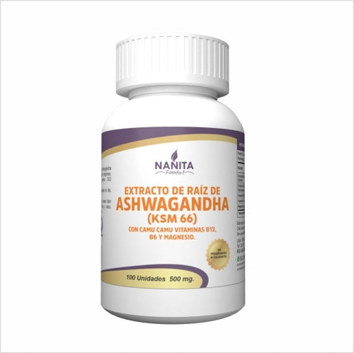 EXTRACTO DE RAIZ DE ASHWAGANDHA (KSM66) 100 CAPS NANITA FOODS